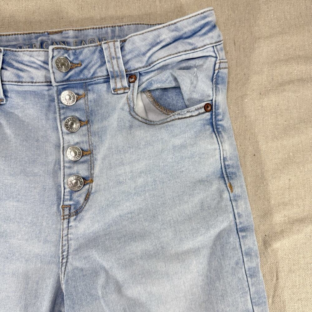 American Eagle Outfitters Womens Super High Rise Flare Jeans Light Wash 10 - Picture 3 of 13